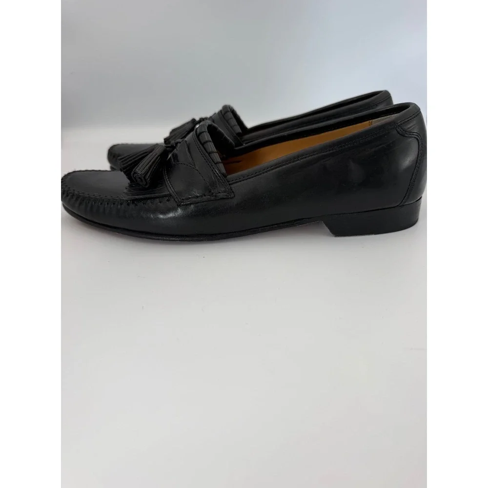 Johnston & Murphy Mens Black Leather Kiltie Tassel Loafers Dress Shoes 9.5 N